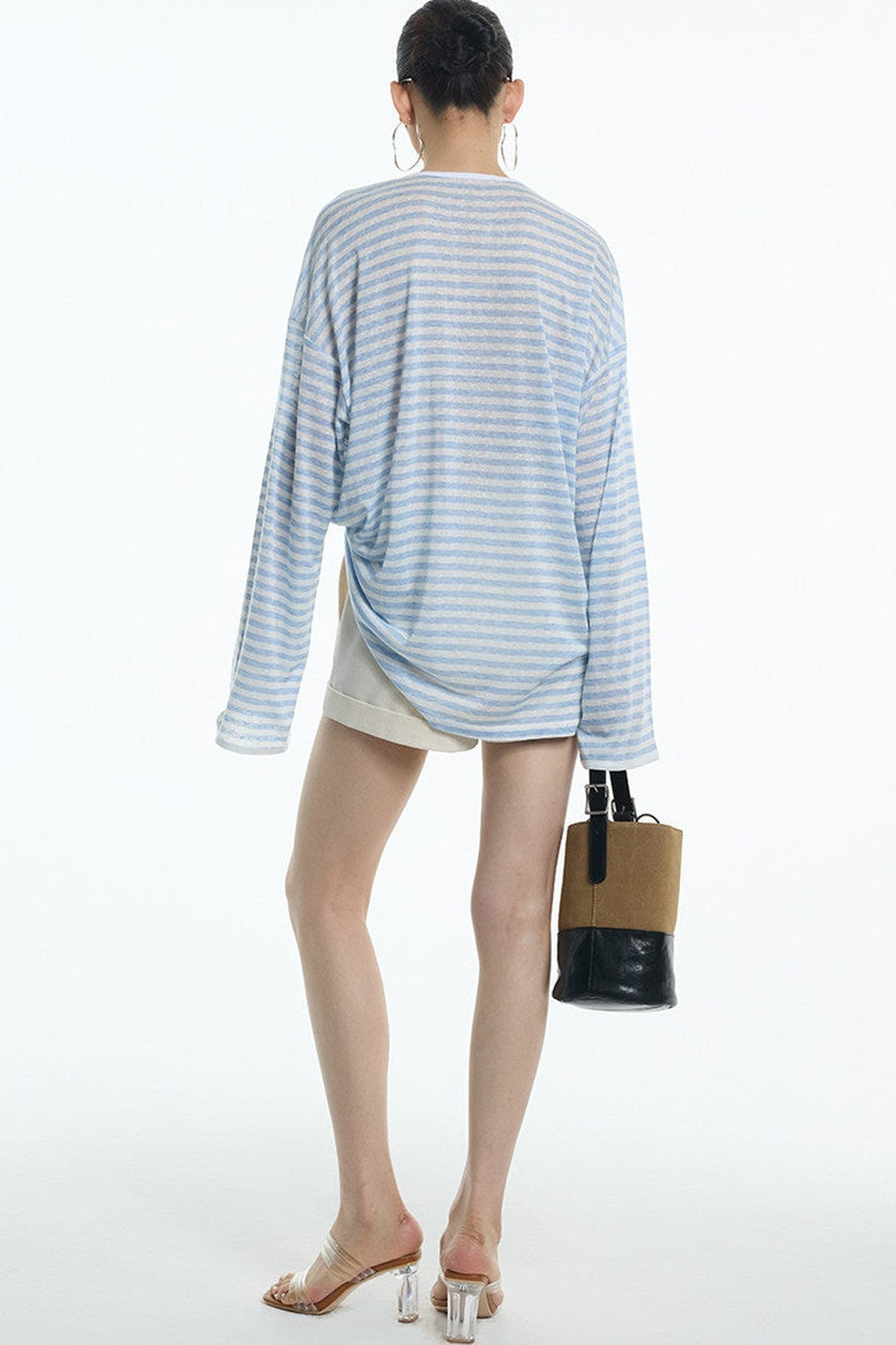 Navy Blue Tie-Neck Lyocell Top