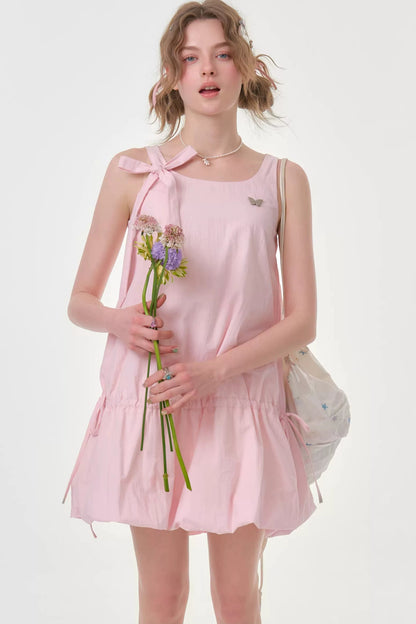 Peach Soda Lace-Up Camisole Dress