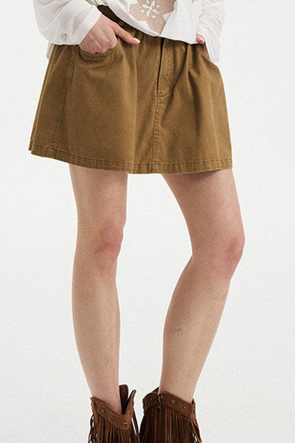 Washed Vintage Pleated Skirt