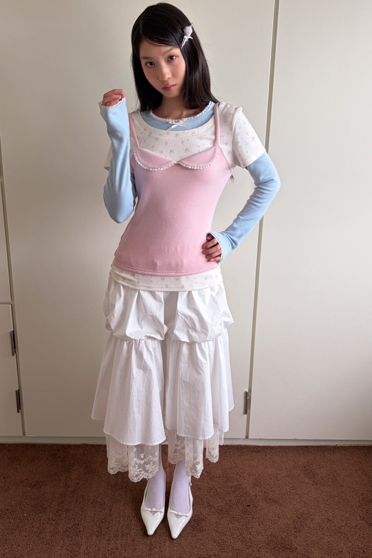 Patchwork Layered-Look Long-Sleeve T-Shirt
