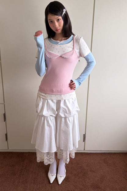 Patchwork Layered-Look Long-Sleeve T-Shirt