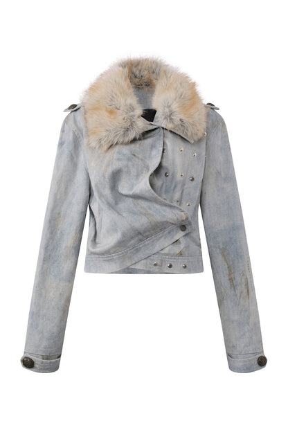 Punk Distressed Denim Jacket