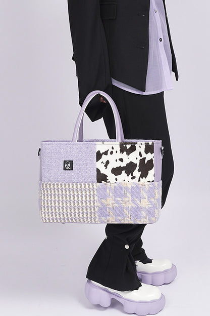 Y2K Leather Contrast Tote Bag