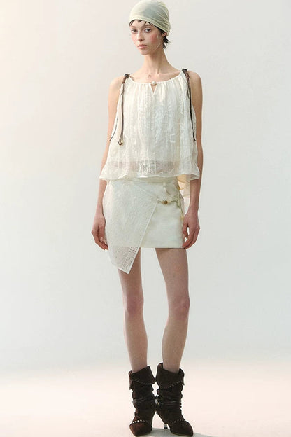 Beaded Braided Pleated Camisole Top