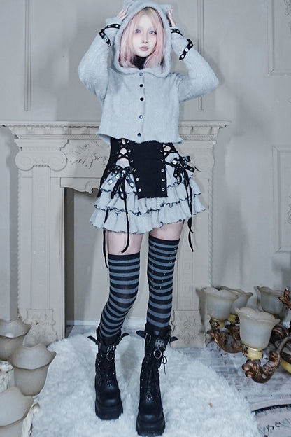 Plush Knit Bow Cake Skirt