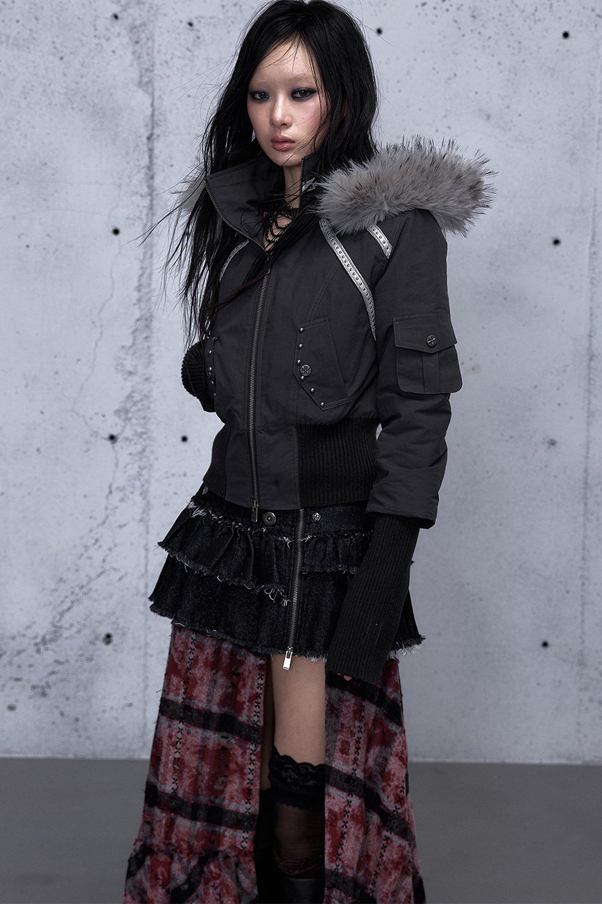 Hooded Fur Collar Parka Outer