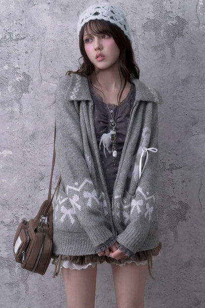 Gray Purple Lace Henley T-shirt