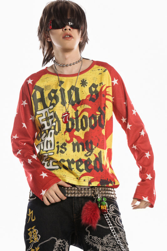 Union Jack Skull Waffle Raglan T-shirt