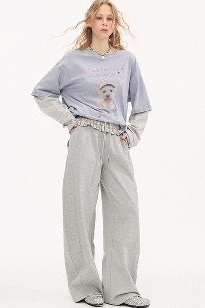 Rhinestone Cotton Long Sleeve Top