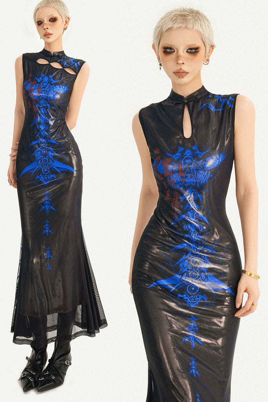 Blue Cyberpunk New Chinese Style Dress