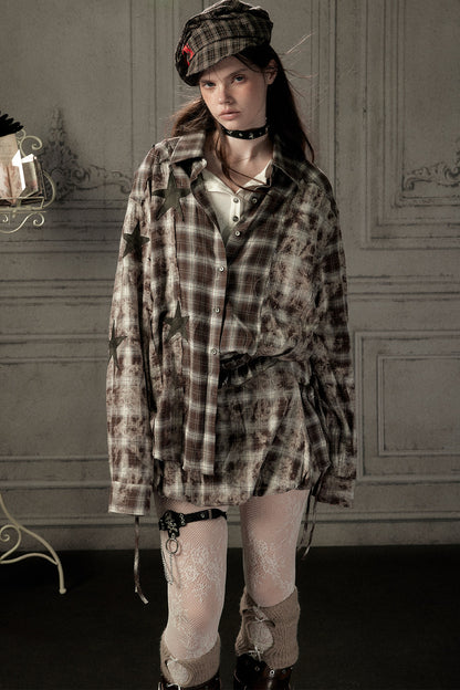 Coffee-Colored Plaid Shirt