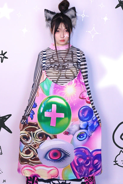 Subculture Printed Suspender Dress