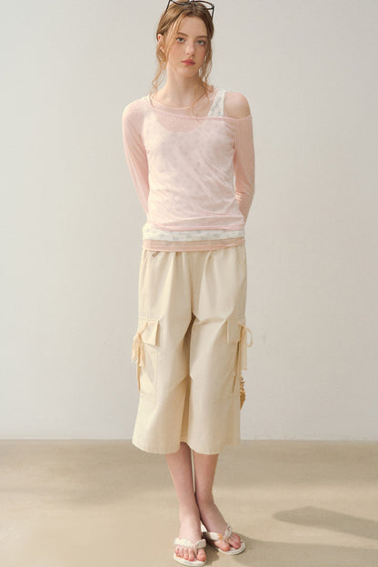 Cooling Layered-Look Long-Sleeve Blouse Set