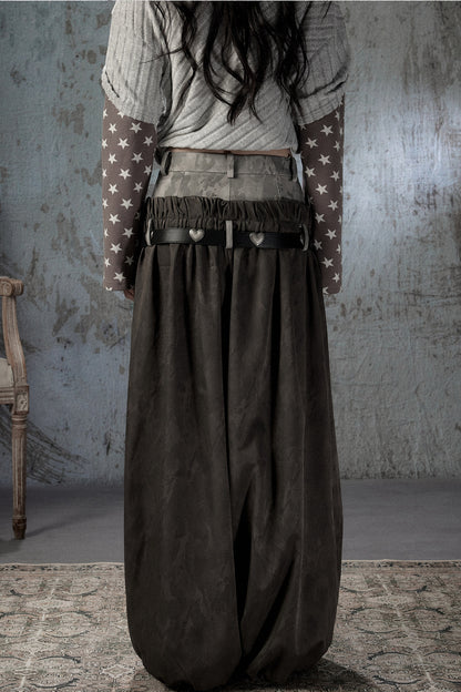 Double-Waist Belted Pants