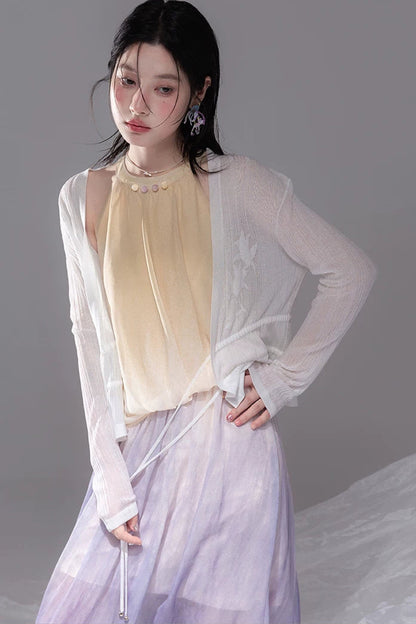 Gradient Sunset Halter Dress