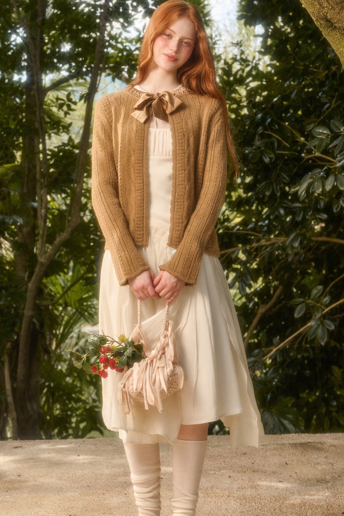 Soft Wool Ribbon Knit Cardigan
