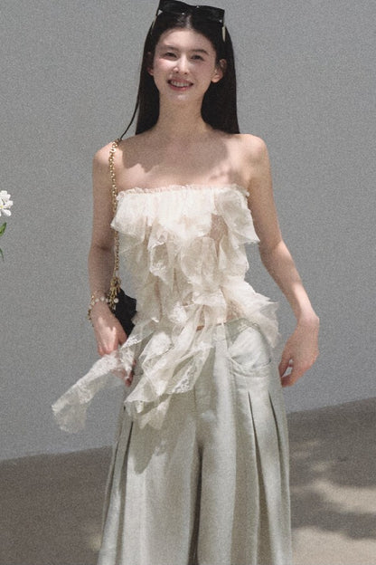 Ruffle Lace Tube Top