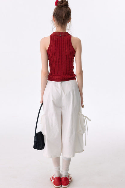 Red Berry Knit Polo Top