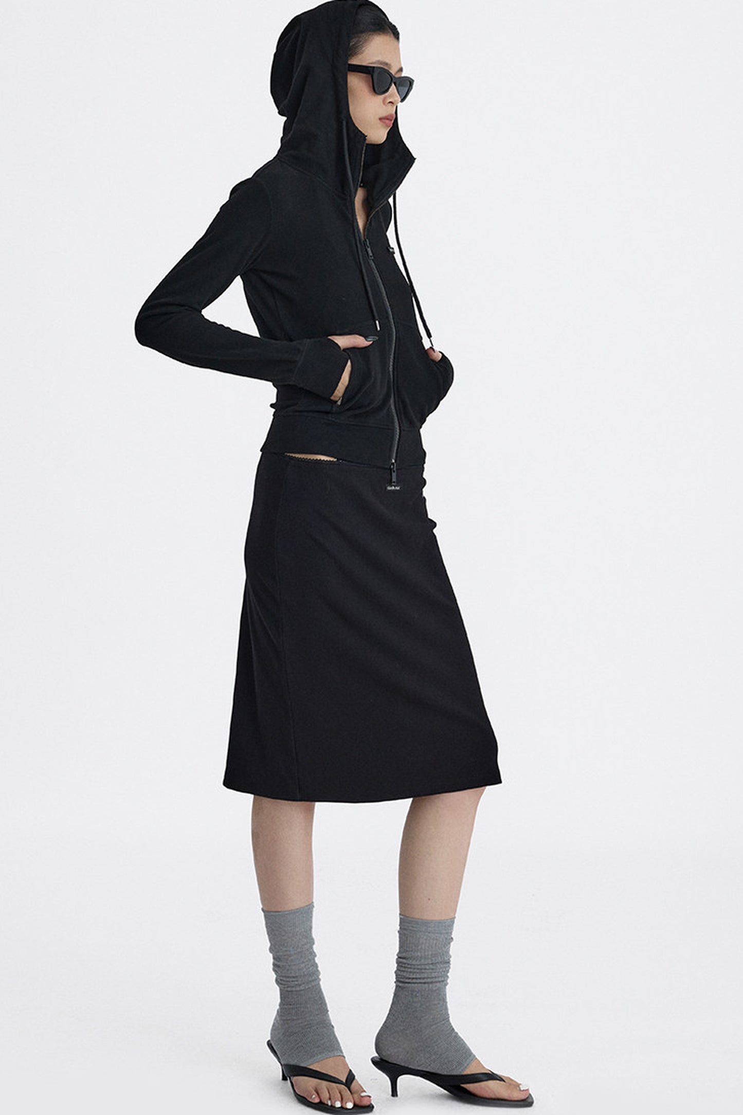 Lace Trim Knit Midi Skirt