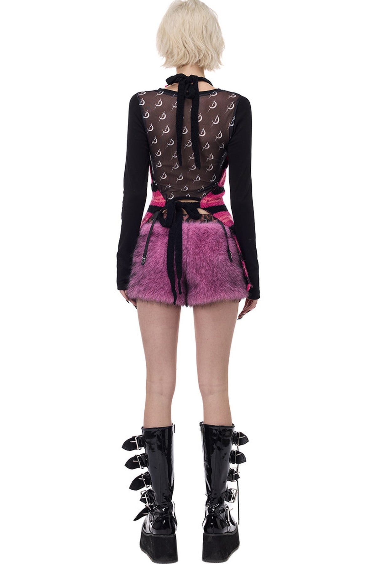 Punk Patchwork Knitted Hooded Sweater Dress