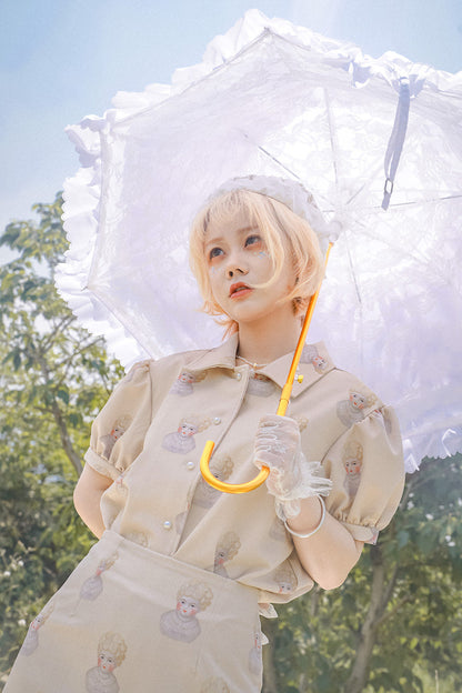Camicia con stampa di bambola pecora dipinta a mano