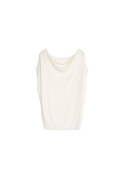 Off-White Silk Boat Neck Top
