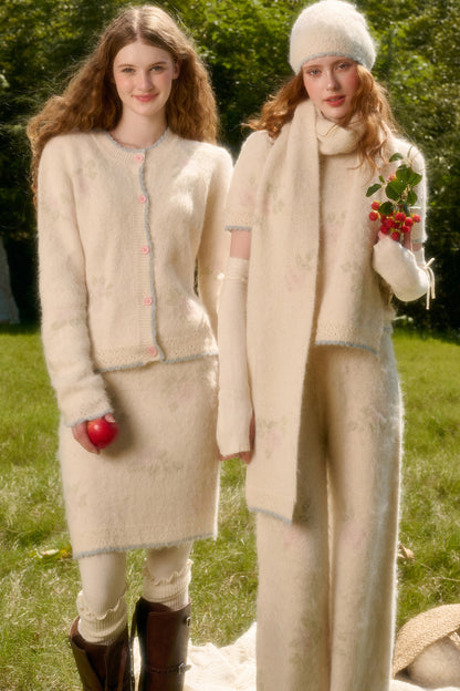 Soft Wool Knit Cardigan and Pants Set-Up