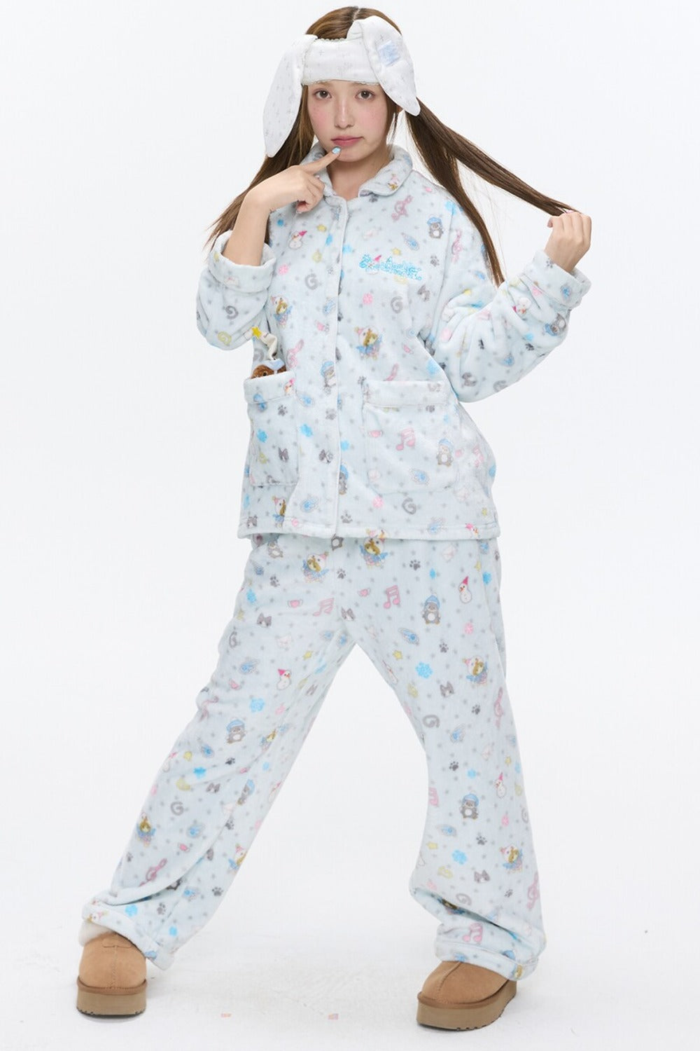 Octopus Print Flannel Pajama Set