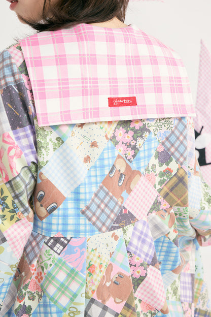 Bear Floral Patchwork Long Sleeve Dress