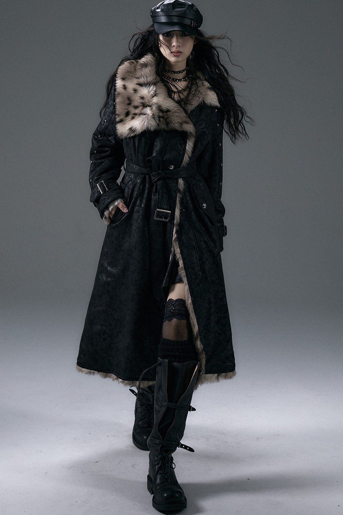 Reversible Suede Leopard Fur Coat
