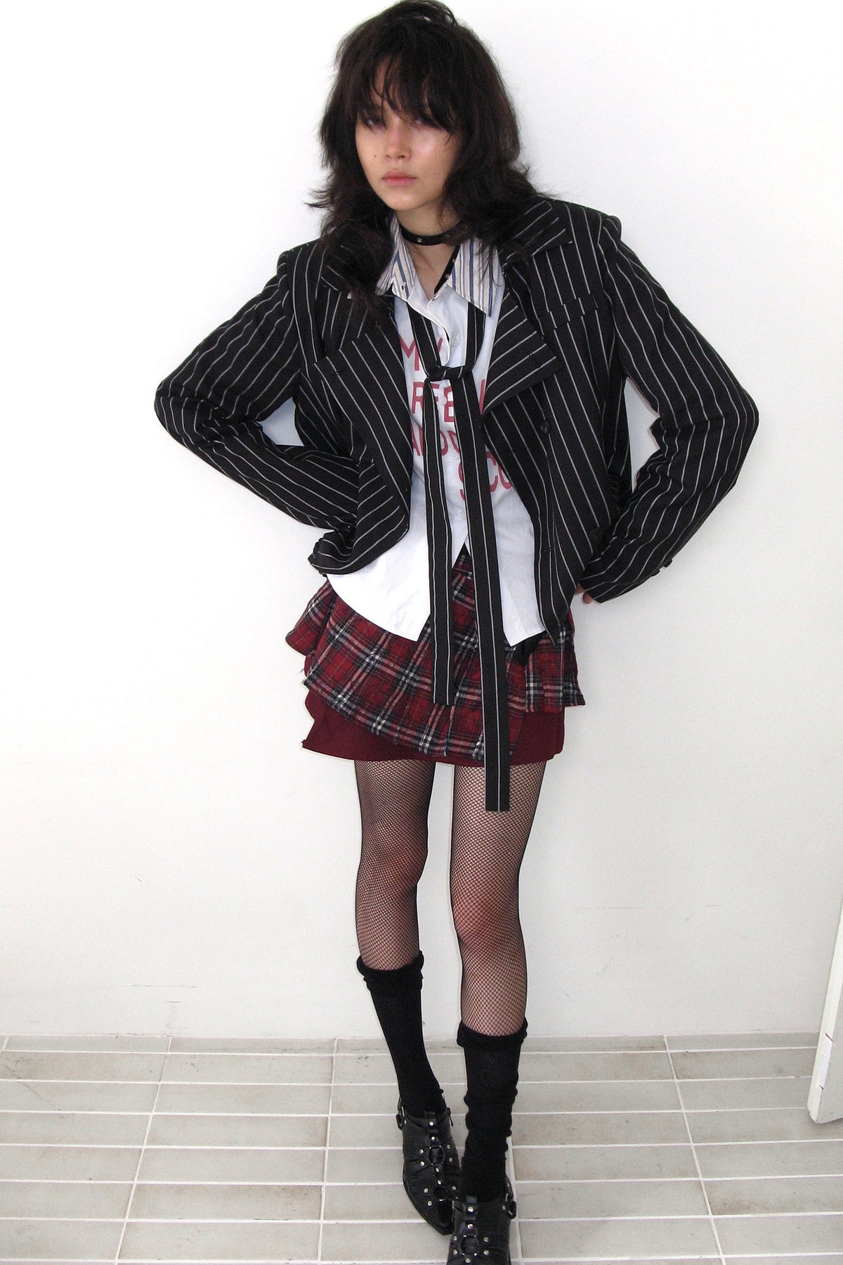 Punk Lace-Up Striped Blazer