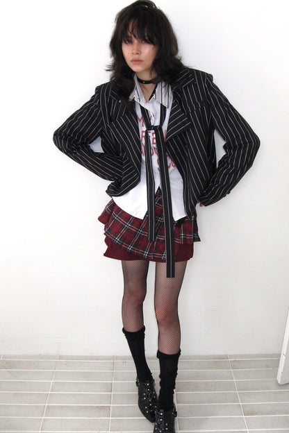 Punk Lace-Up Striped Blazer