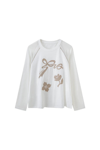 Bowknot Floral Long Sleeve Top