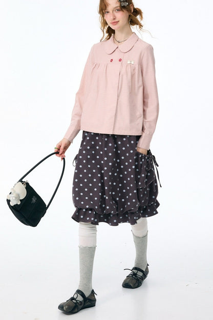 Pink Plaid Doll Collar Shirt