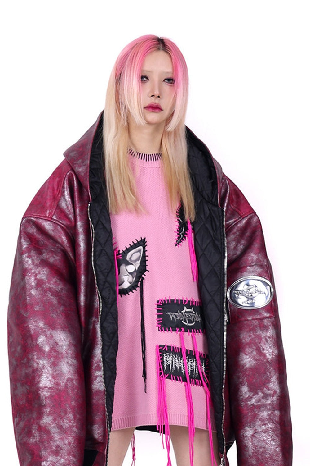 Oversized Acid Wash Bomber Jacket