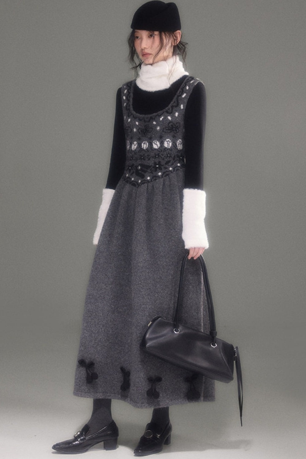 Tulip Bird Fair Isle Jacquard Knit Dress