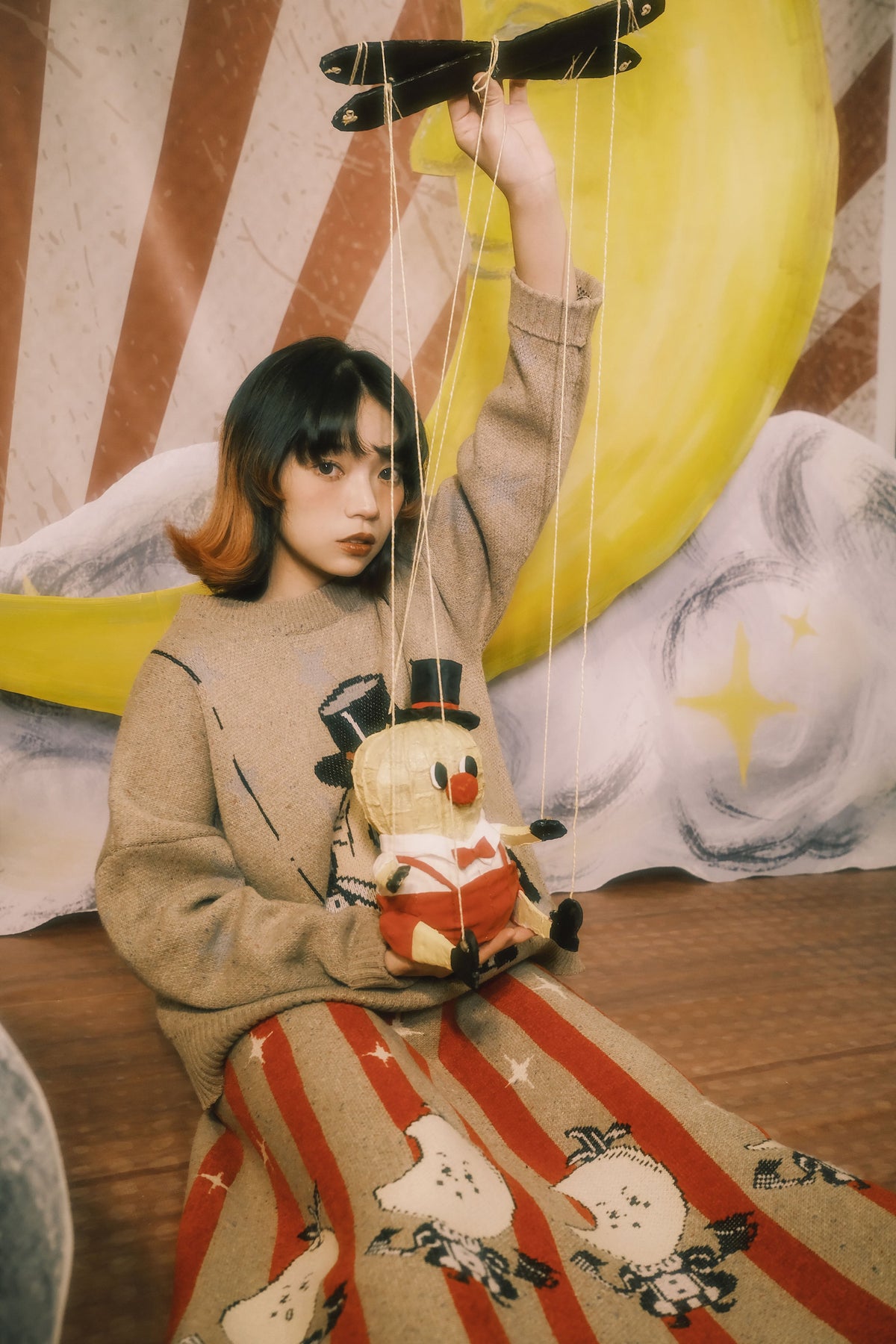 Fantasy Circus Peanut Puppet Star Knit Sweater