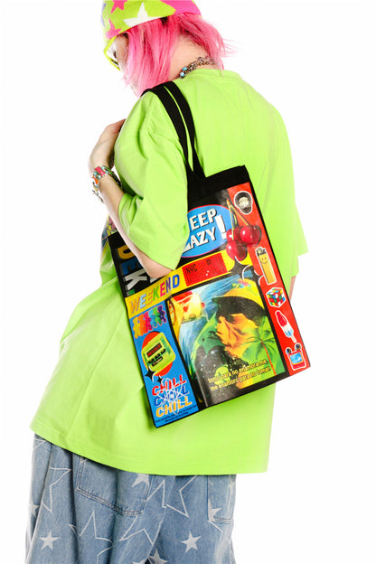 Colorful Canvas Shoulder Tote
