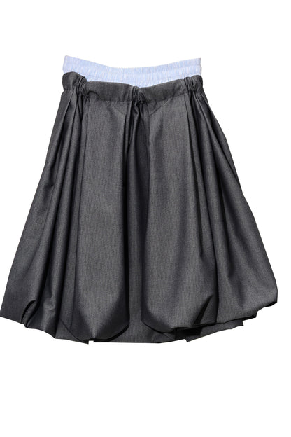 Double Waistband Pleated Bubble Skirt