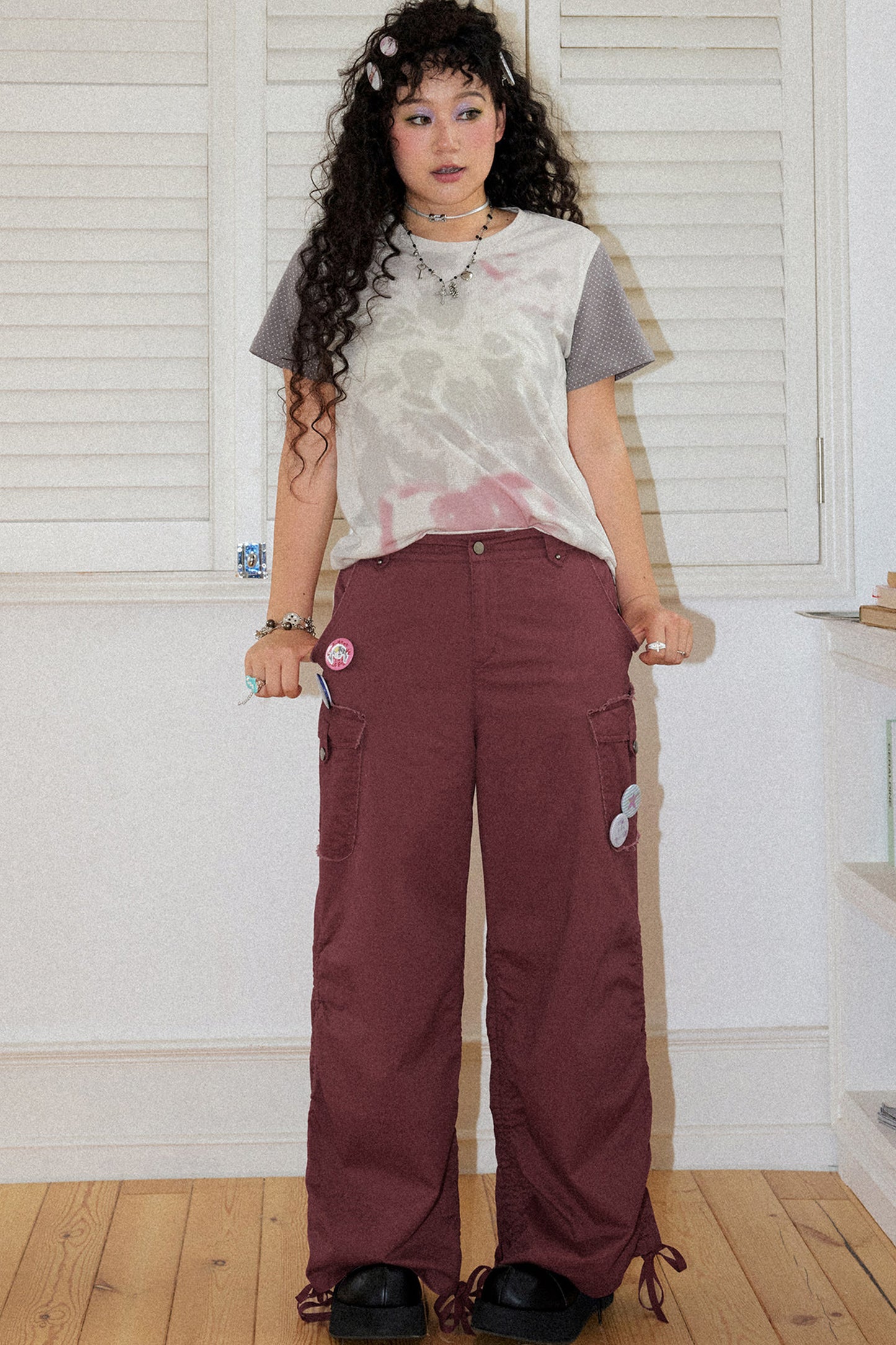 Drawstring Cargo Straight Pants