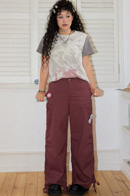 Drawstring Cargo Straight Pants