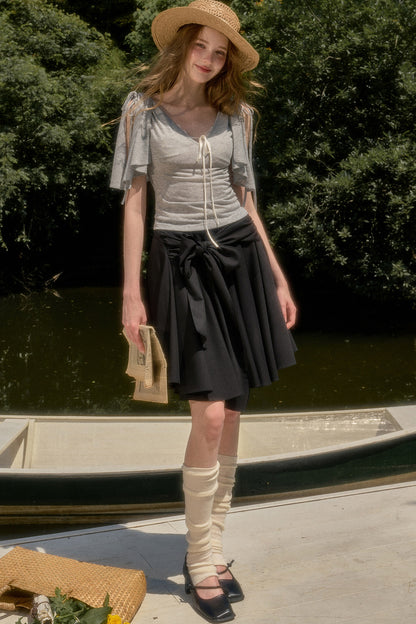 Cape-Style Short-Sleeve Top and Dress Set-Up