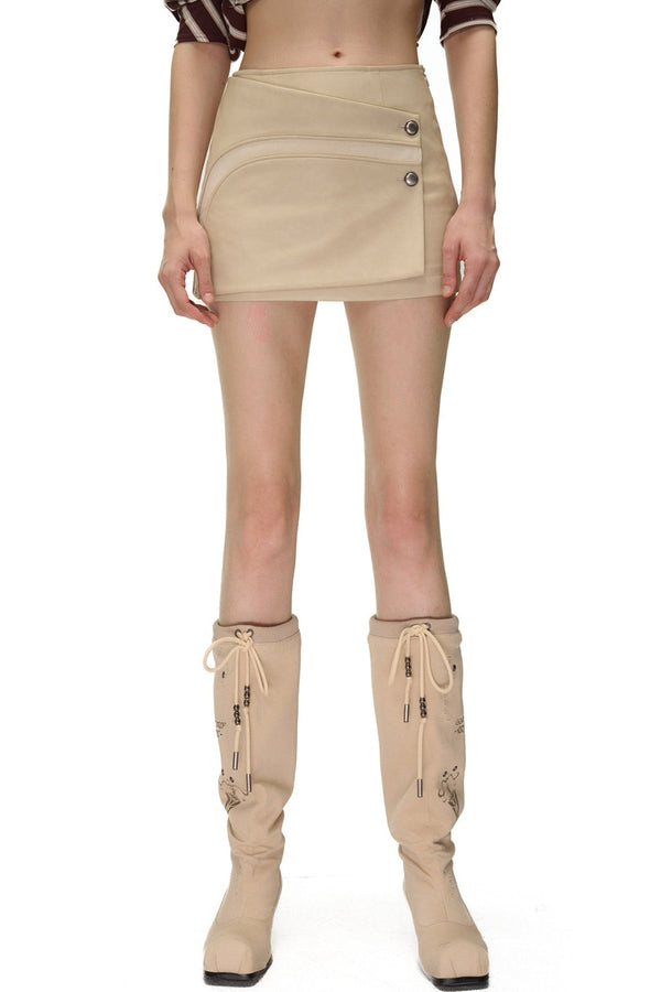 High-Cut Spliced PU Skirt