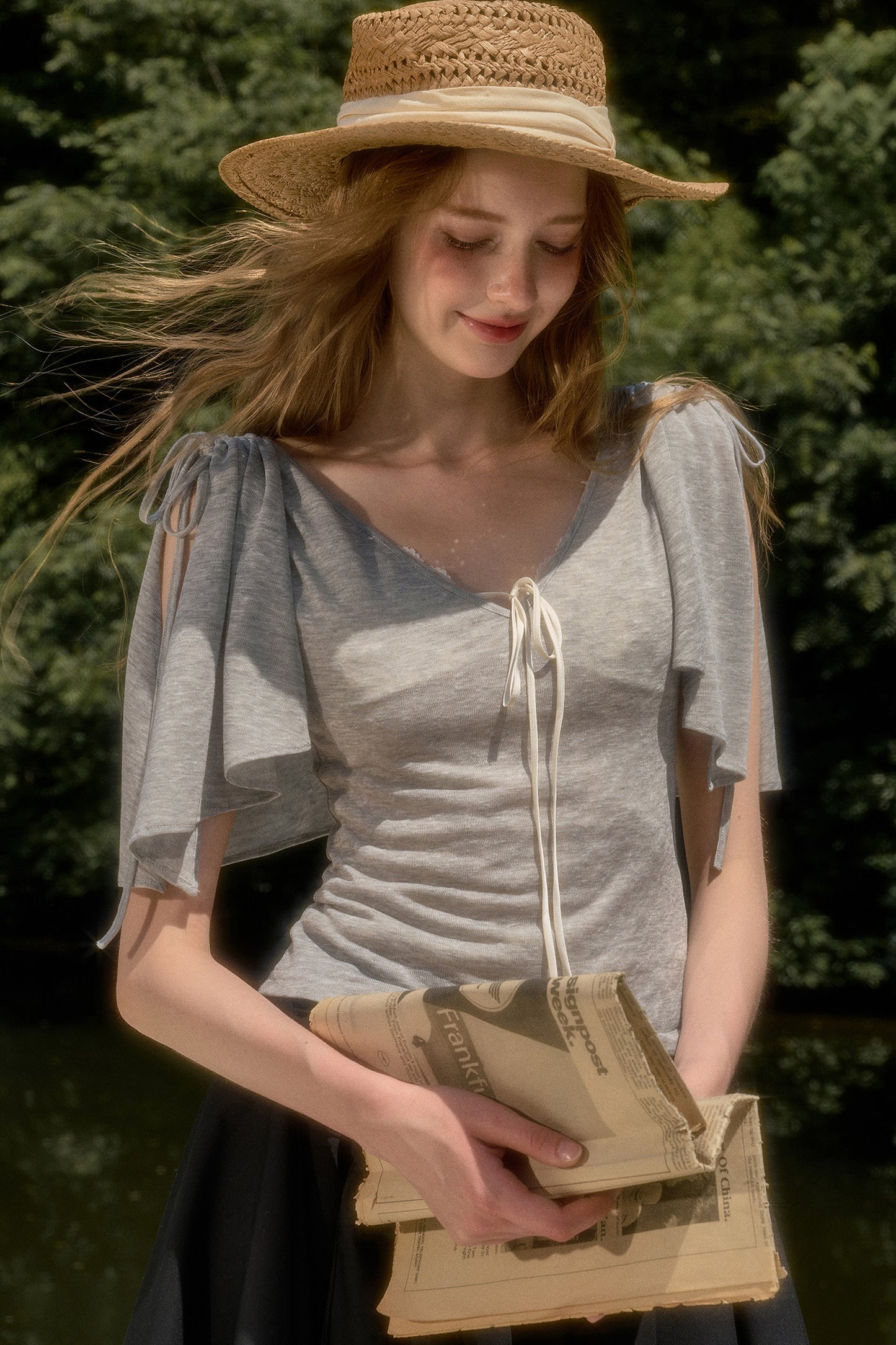 Cape-Style Short-Sleeve Top and Dress Set-Up