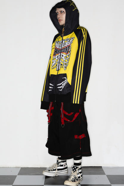Skeleton Ribcage Hooded Zipper Jacket