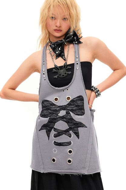 Studded Lace Bow Vest