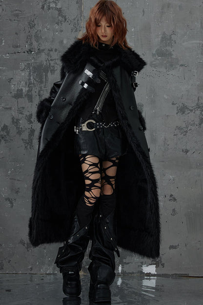 Dark Punk Heavy Industry Faux Fur Coat
