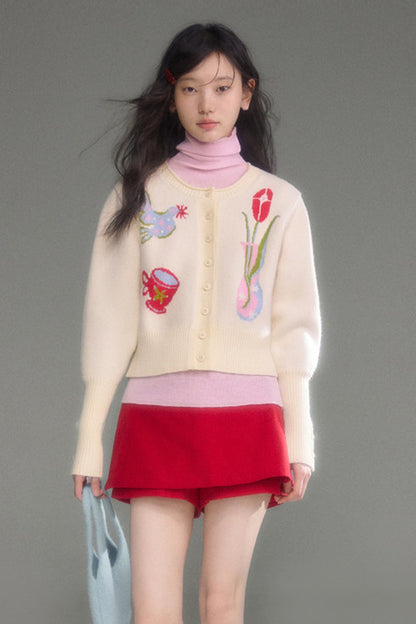Red Berry A-Line Layered-Look Skirt