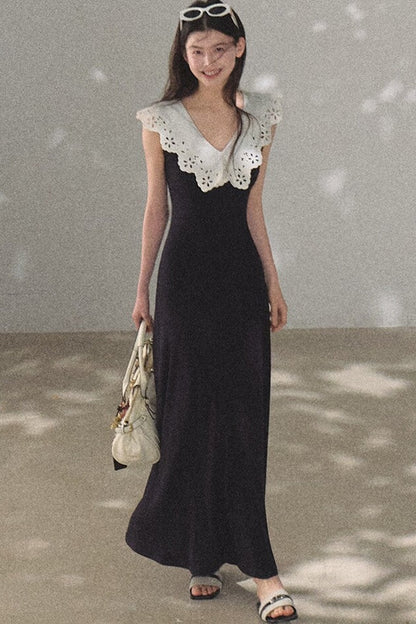 Robe en coton sans manches dos nu à ombre d’arbre