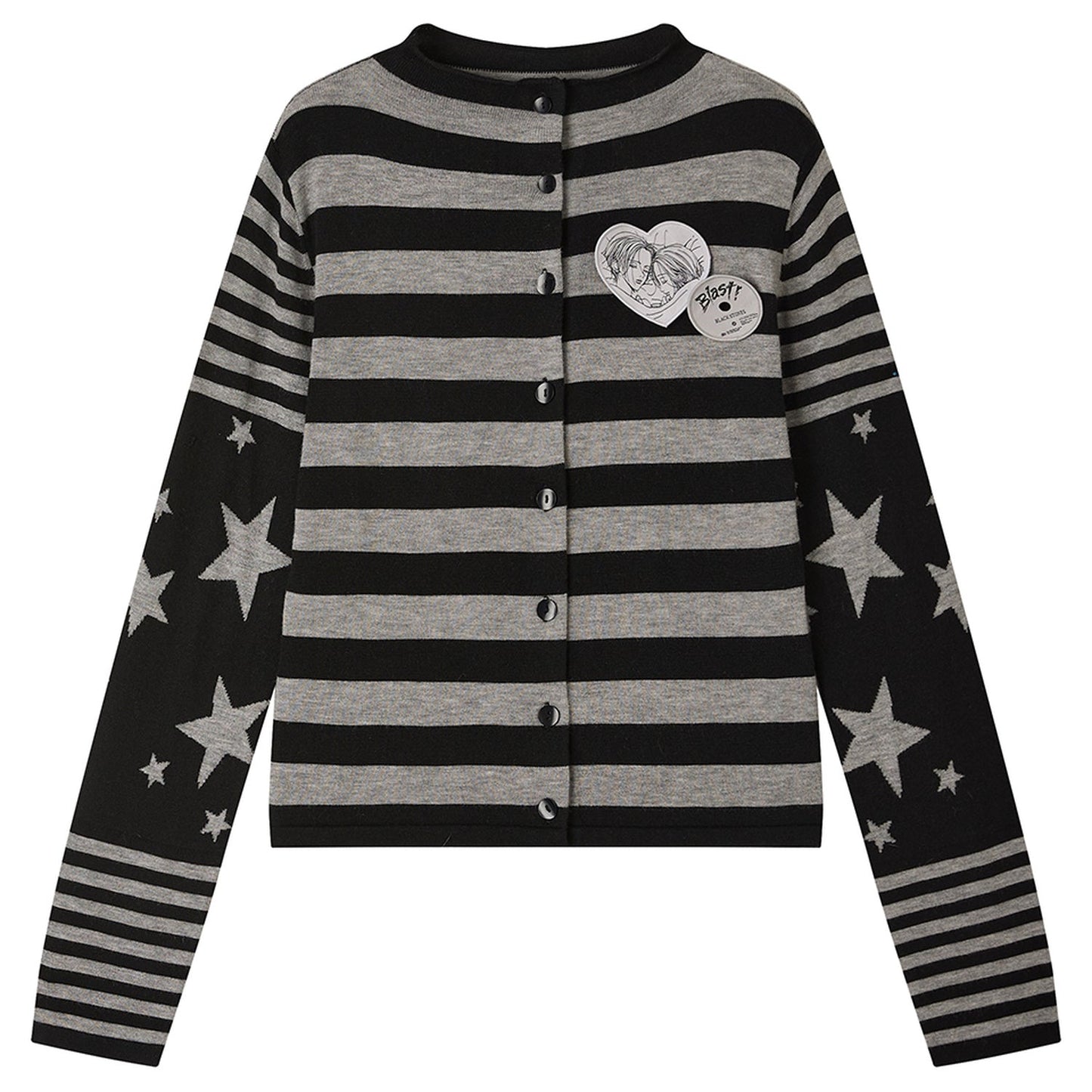 Star Knit Striped Cardigan
